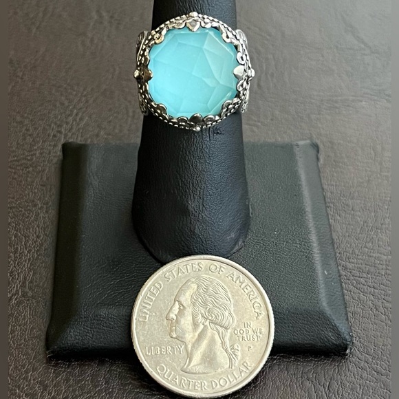 Konstantino Sterling Silver Turquoise Rock Crystal doublet ring - Picture 13 of 14